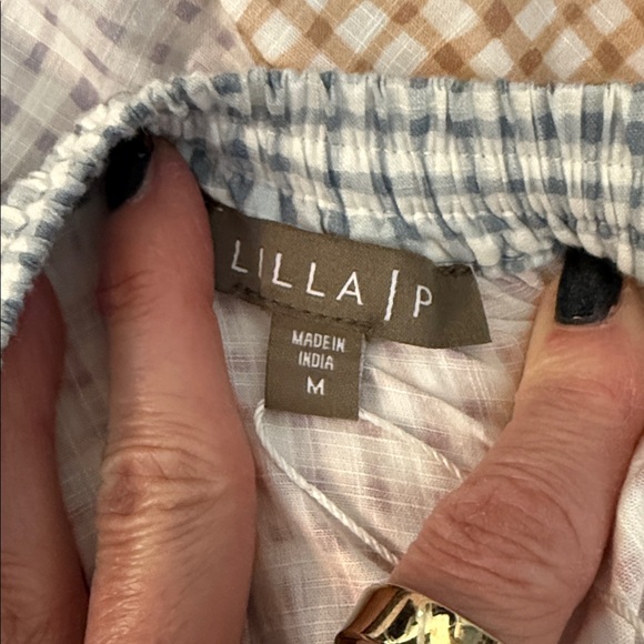 NWT Lilla P Pastel Gingham Elastic Waist Ruffle Hem Midi Skirt - Picture 3 of 5